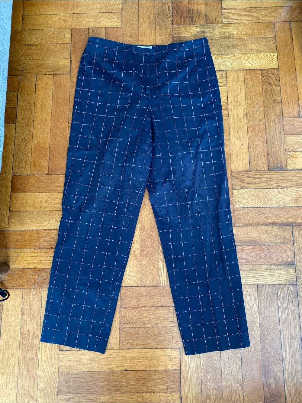 Talbots Stretch Navy Windowpane Ankle Dress Pants Women’s Size 10 Office